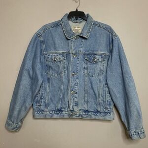 Vintage Old Navy Denim Jean Blue Trucker Jacket Classic Mens Size L Rare‎